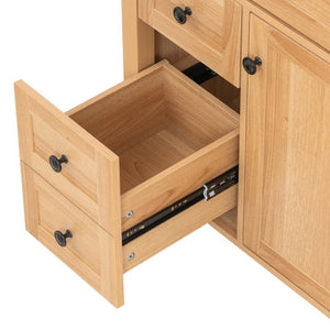 English Elm Video 30 Inch Freestanding Bathroom Vanity Rubberwood Legs Ceramic Sink Soft Close Storage N759P435704N