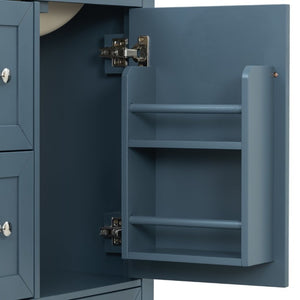 English Elm Video 24 Inch Freestanding Bathroom Vanity with Ceramic Sink and Rubberwood Legs Blue Gray N759P437580C