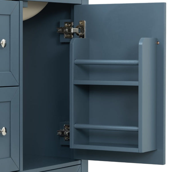 English Elm Video 24 Inch Freestanding Bathroom Vanity with Ceramic Sink and Rubberwood Legs Blue Gray N759P437580C