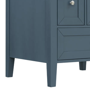 English Elm Video 24 Inch Freestanding Bathroom Vanity with Ceramic Sink and Rubberwood Legs Blue Gray N759P437580C