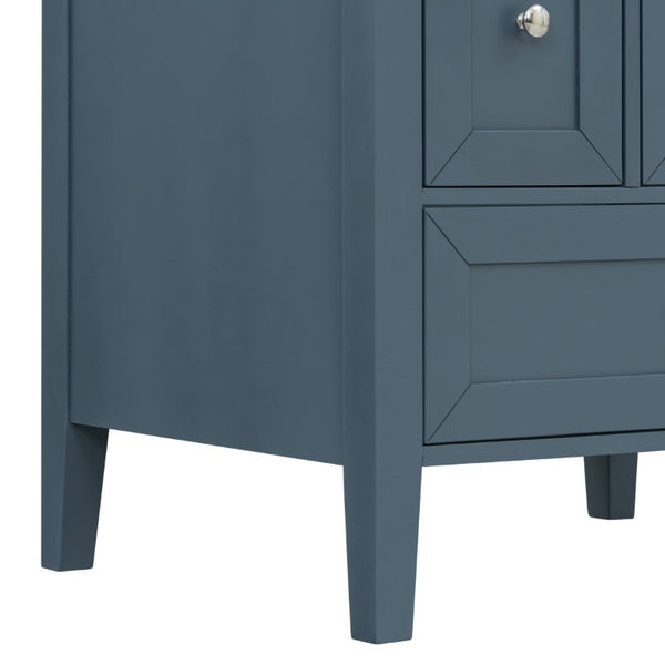 English Elm Video 24 Inch Freestanding Bathroom Vanity with Ceramic Sink and Rubberwood Legs Blue Gray N759P437580C