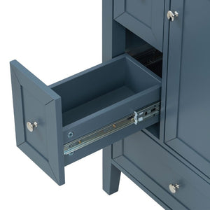 English Elm Video 24 Inch Freestanding Bathroom Vanity with Ceramic Sink and Rubberwood Legs Blue Gray N759P437580C