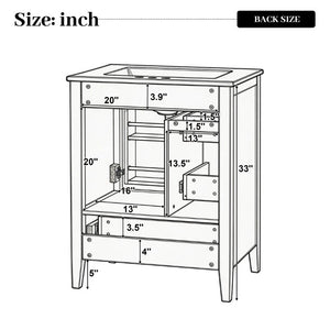 English Elm Video 24 Inch Freestanding Bathroom Vanity with Ceramic Sink and Rubberwood Legs Blue Gray N759P437580C