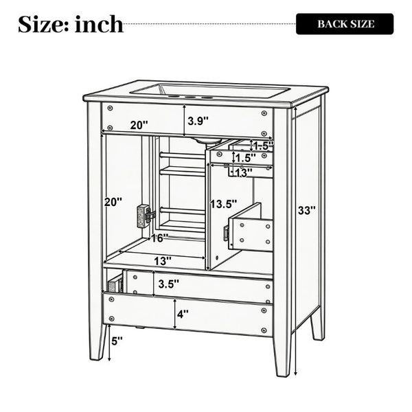 English Elm Video 24 Inch Freestanding Bathroom Vanity with Ceramic Sink and Rubberwood Legs Blue Gray N759P437580C