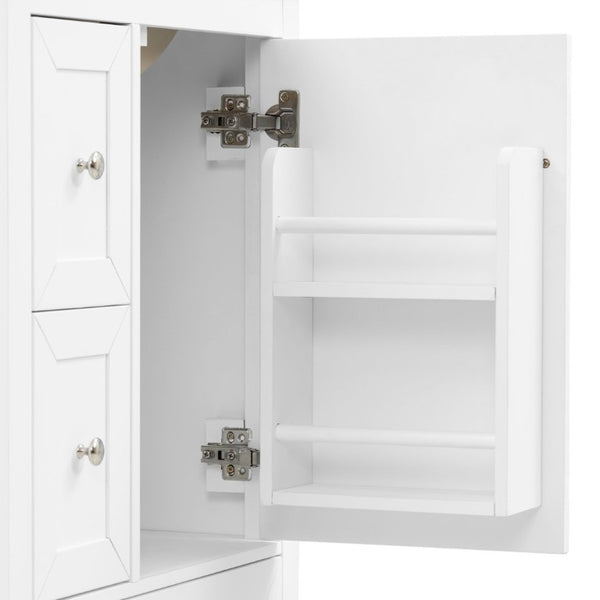 English Elm Video 24 Inch Freestanding Bathroom Vanity with Ceramic Sink and Rubberwood Legs White N759P437580K
