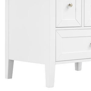 English Elm Video 24 Inch Freestanding Bathroom Vanity with Ceramic Sink and Rubberwood Legs White N759P437580K