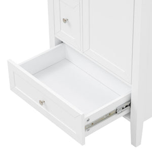 English Elm Video 24 Inch Freestanding Bathroom Vanity with Ceramic Sink and Rubberwood Legs White N759P437580K