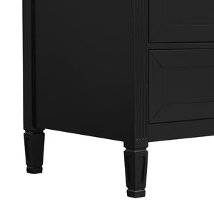 English Elm Video 30 Inch Fluted Bathroom Vanity with Ceramic Sink Soft Close Storage Gold Hardware Black N759P437582B