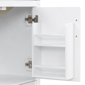 English Elm Video 30 Inch Fluted Bathroom Vanity with Ceramic Sink Soft Close Storage Gold Hardware White N759P437582K