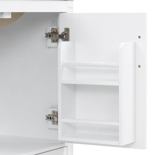 English Elm Video 30 Inch Fluted Bathroom Vanity with Ceramic Sink Soft Close Storage Gold Hardware White N759P437582K