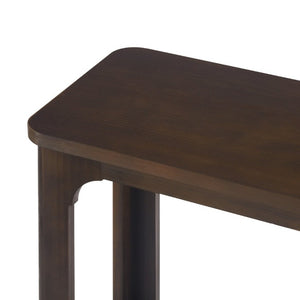 English Elm Video 55 Inch Espresso Console Table with Arch Apron Pine Legs and Bottom Shelf N759P447645T