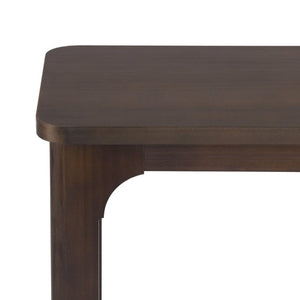 English Elm Video 55 Inch Espresso Console Table with Arch Apron Pine Legs and Bottom Shelf N759P447645T