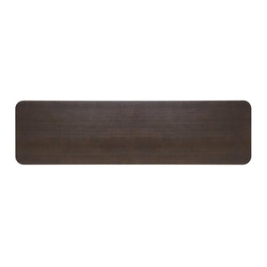 English Elm Video 55 Inch Espresso Console Table with Arch Apron Pine Legs and Bottom Shelf N759P447645T