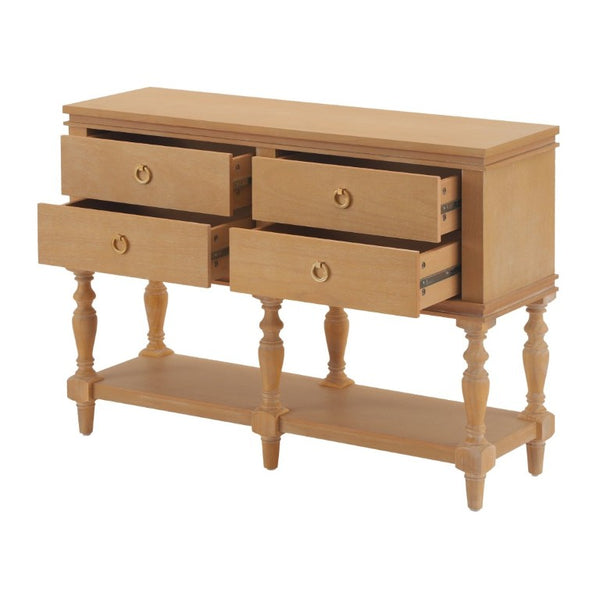 English Elm Video Farmhouse Pine Console Table Four Soft Close Drawers Turned Legs Entryway Storage N759P447650N