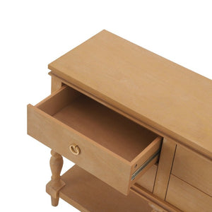 English Elm Video Farmhouse Pine Console Table Four Soft Close Drawers Turned Legs Entryway Storage N759P447650N