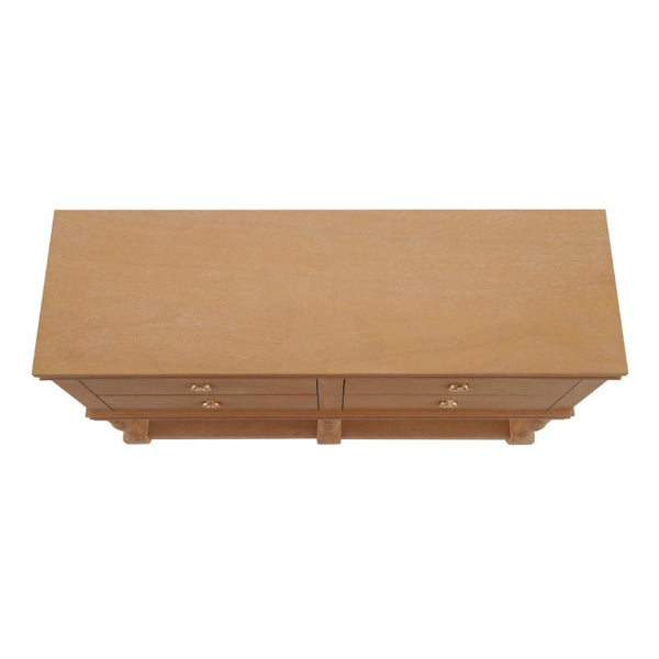 English Elm Video Farmhouse Pine Console Table Four Soft Close Drawers Turned Legs Entryway Storage N759P447650N