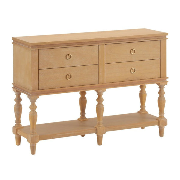 English Elm Video Farmhouse Pine Console Table Four Soft Close Drawers Turned Legs Entryway Storage N759P447650N