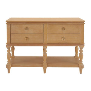English Elm Video Farmhouse Pine Console Table Four Soft Close Drawers Turned Legs Entryway Storage N759P447650N
