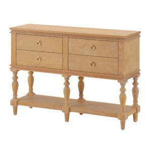 English Elm Video Farmhouse Pine Console Table Four Soft Close Drawers Turned Legs Entryway Storage N759P447650N