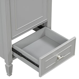 English Elm [video] Freestanding Bathroom Vanity Solid Rubberwood Legs Ceramic Sink Soft-close Storage Cabinet Grey N759P448333E