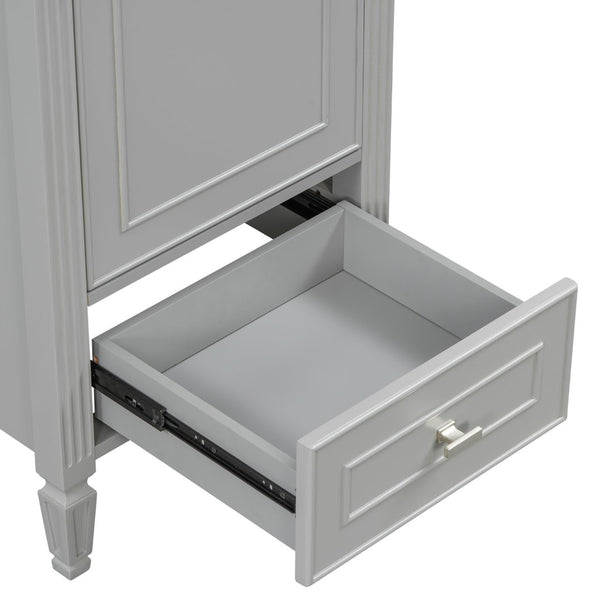 English Elm [video] Freestanding Bathroom Vanity Solid Rubberwood Legs Ceramic Sink Soft-close Storage Cabinet Grey N759P448333E