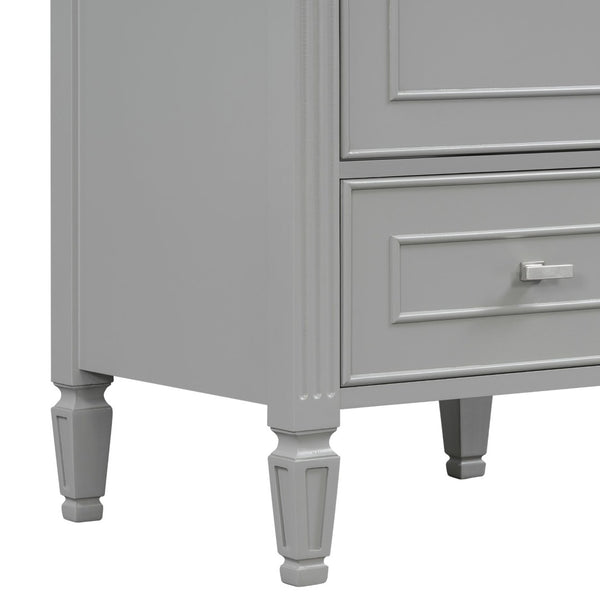 English Elm [video] Freestanding Bathroom Vanity Solid Rubberwood Legs Ceramic Sink Soft-close Storage Cabinet Grey N759P448333E