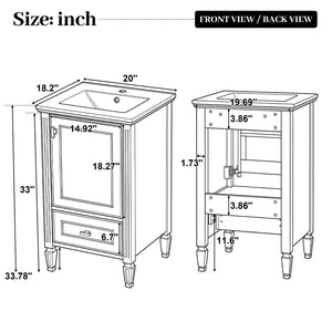 English Elm [video] Freestanding Bathroom Vanity Solid Rubberwood Legs Ceramic Sink Soft-close Storage Cabinet Grey N759P448333E