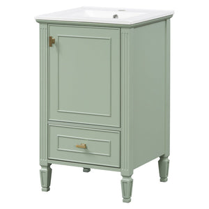 English Elm [video] Freestanding Bathroom Vanity Solid Rubberwood Legs Ceramic Sink Soft-close Storage Cabinet Green N759P448333F