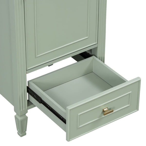 English Elm [video] Freestanding Bathroom Vanity Solid Rubberwood Legs Ceramic Sink Soft-close Storage Cabinet Green N759P448333F