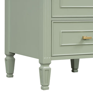 English Elm [video] Freestanding Bathroom Vanity Solid Rubberwood Legs Ceramic Sink Soft-close Storage Cabinet Green N759P448333F