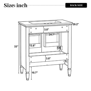 English Elm Video 30 Inch Freestanding Bathroom Vanity Solid Rubberwood Frame with Ceramic Undermount Sink Green N759P448335F