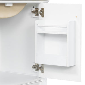 English Elm Video 30 Inch Freestanding Bathroom Vanity Solid Rubberwood Frame with Ceramic Undermount Sink White N759P448335K