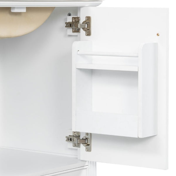 English Elm Video 30 Inch Freestanding Bathroom Vanity Solid Rubberwood Frame with Ceramic Undermount Sink White N759P448335K