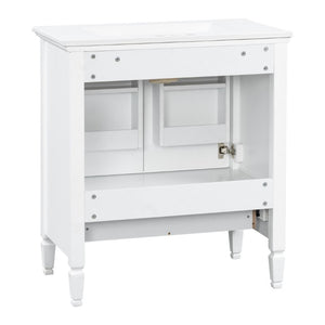 English Elm Video 30 Inch Freestanding Bathroom Vanity Solid Rubberwood Frame with Ceramic Undermount Sink White N759P448335K