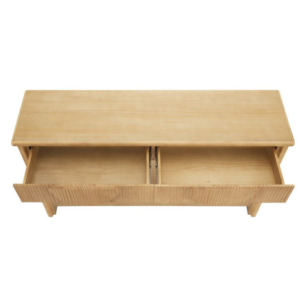English Elm Video]55 Inch Fluted Pine Veneer Console Table with Soft Close Drawers for Entryway N759P449295N