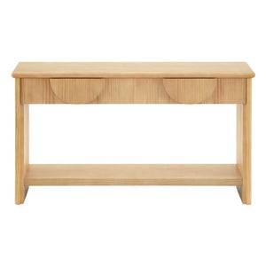 English Elm Video]55 Inch Fluted Pine Veneer Console Table with Soft Close Drawers for Entryway N759P449295N