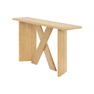 English Elm [video] Pine Veneer X-leg Console Table with Rounded Edges for Entryway or Living Room N759P449300N