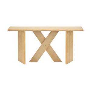 English Elm [video] Pine Veneer X-leg Console Table with Rounded Edges for Entryway or Living Room N759P449300N