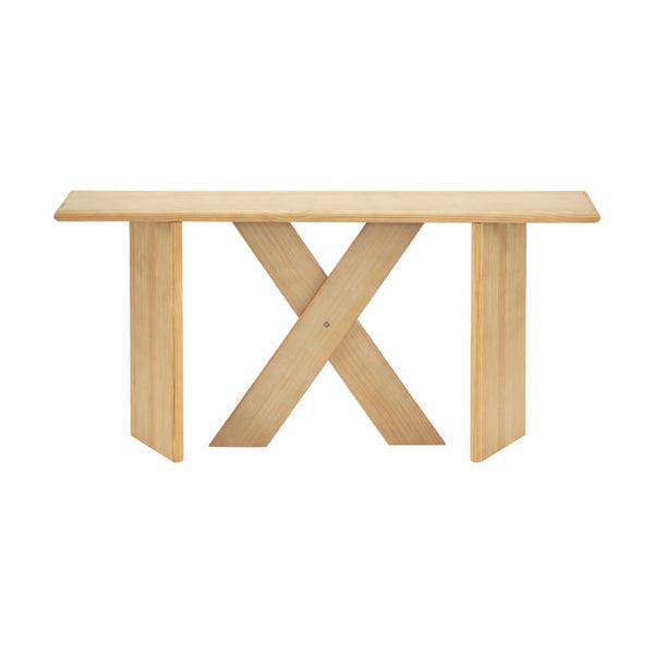 English Elm [video] Pine Veneer X-leg Console Table with Rounded Edges for Entryway or Living Room N759P449300N