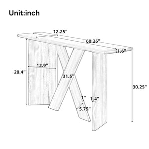 English Elm [video] Pine Veneer X-leg Console Table with Rounded Edges for Entryway or Living Room N759P449300N