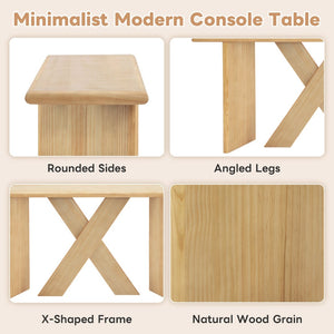 English Elm [video] Pine Veneer X-leg Console Table with Rounded Edges for Entryway or Living Room N759P449300N