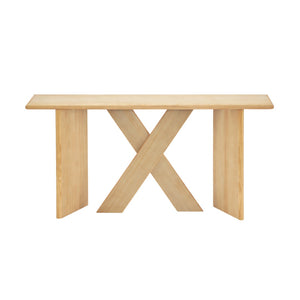 English Elm [video] Pine Veneer X-leg Console Table with Rounded Edges for Entryway or Living Room N759P449300N