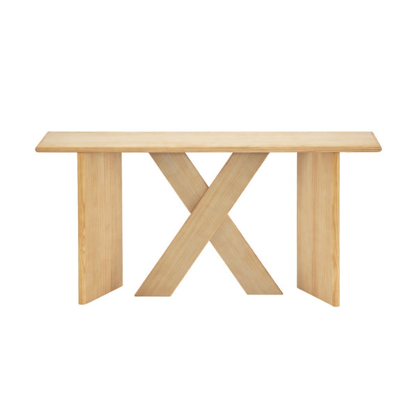 English Elm [video] Pine Veneer X-leg Console Table with Rounded Edges for Entryway or Living Room N759P449300N