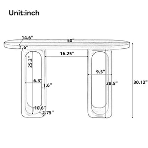 English Elm [video] Sculptural Ash Veneer Console Table with Oval Cutout Legs for Entryway or Hallway N759P449305B
