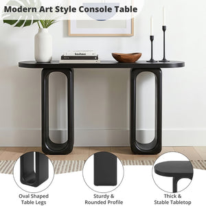 English Elm [video] Sculptural Ash Veneer Console Table with Oval Cutout Legs for Entryway or Hallway N759P449305B