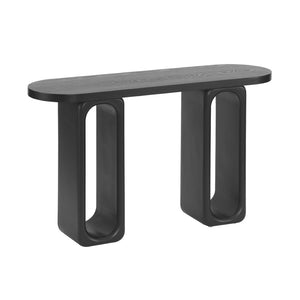 English Elm [video] Sculptural Ash Veneer Console Table with Oval Cutout Legs for Entryway or Hallway N759P449305B