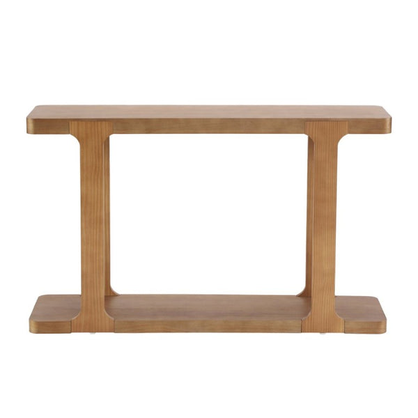 English Elm Video 50 Inch Pine Veneer Console Table Solid Legs Open Shelf Entryway Living Room N759P449307T
