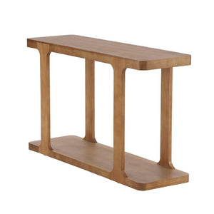 English Elm Video 50 Inch Pine Veneer Console Table Solid Legs Open Shelf Entryway Living Room N759P449307T