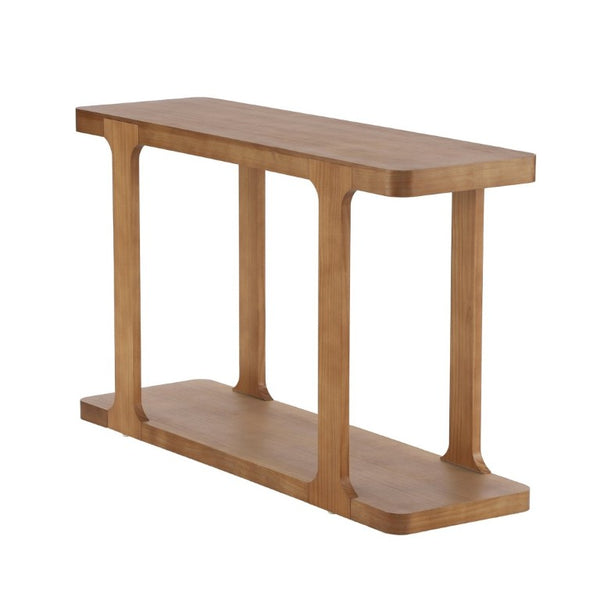 English Elm Video 50 Inch Pine Veneer Console Table Solid Legs Open Shelf Entryway Living Room N759P449307T