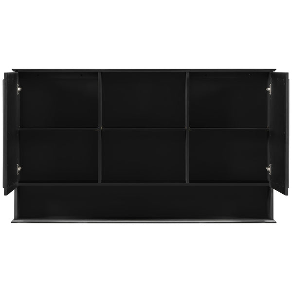 English Elm [video] 60 Inch Wall Mounted Medicine Cabinet with Double Mirror Doors Adjustable Shelves Soft Close Black N759P451502B
